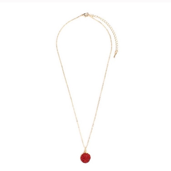 Red Electroplated Druzy Necklace - Picture 3 of 4